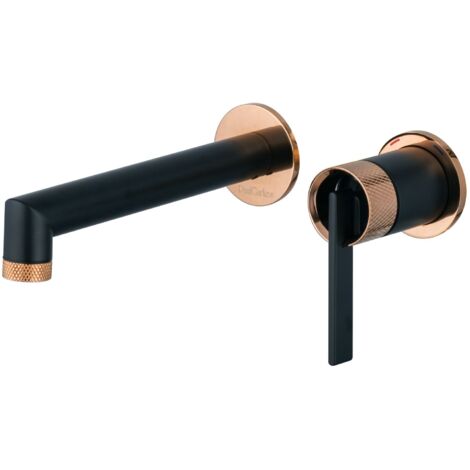 PaulGurkes 2-Loch Waschtischarmatur Matt-Schwarz Rose-Gold Unterputz