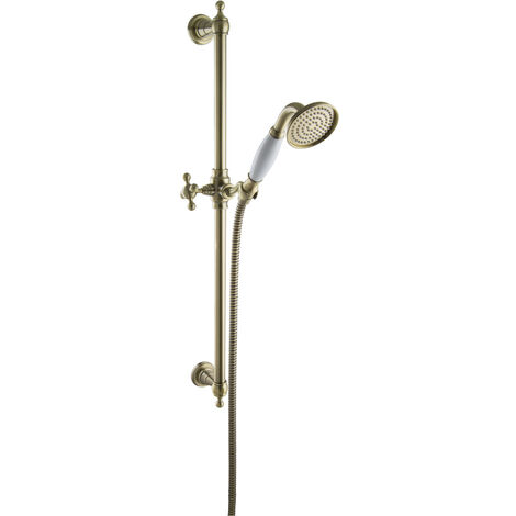 PaulGurkes Aufputz Brausegarnitur Dusche Set Antik Nostalgie Alt Messing