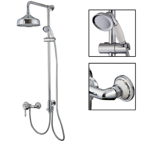 PaulGurkes Aufputz Duschsystem Retro Nostalgie Regendusche Set