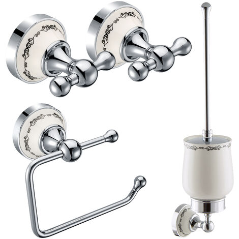 PaulGurkes Bad-Accessoires Set Nostalgie Retro Haken WC-Bürste WC-Papierhalter