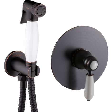 PaulGurkes Bidet-Unterputz Nostalgie Schwarz WC-Dusche