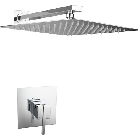 Duscharmatur Regendusche Duschkopf 40cm flach Unterputz Einhandmischer eckig