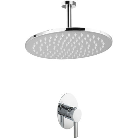 PaulGurkes Duscharmatur Regendusche Unterputz oval Einhandmischer Deckenarm Duschkopf