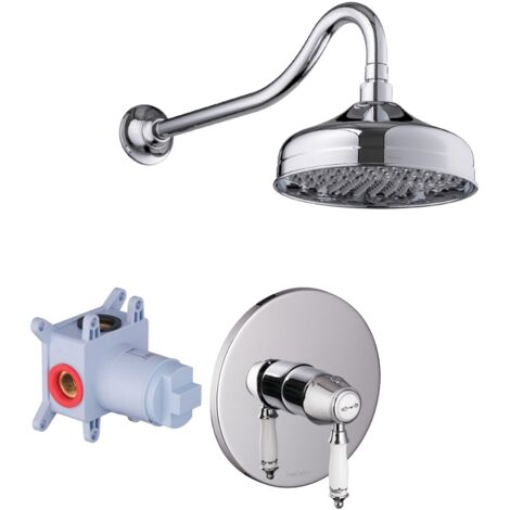 PaulGurkes Duschset Retro Unterputz Keramik Regendusche Komplett-Set