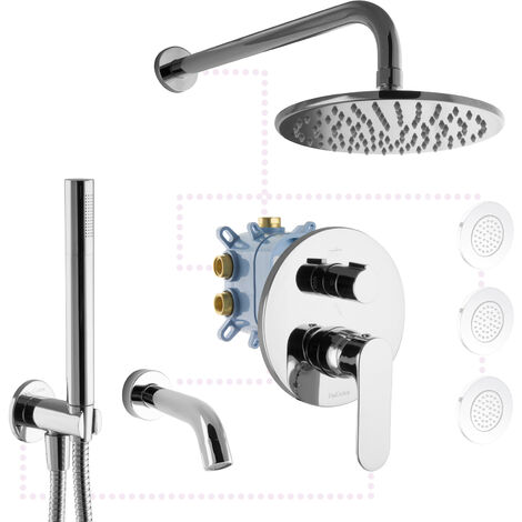 PaulGurkes Duschsystem 4-Wege OHNE Seitendüsen Kopfbrause Regendusche Set