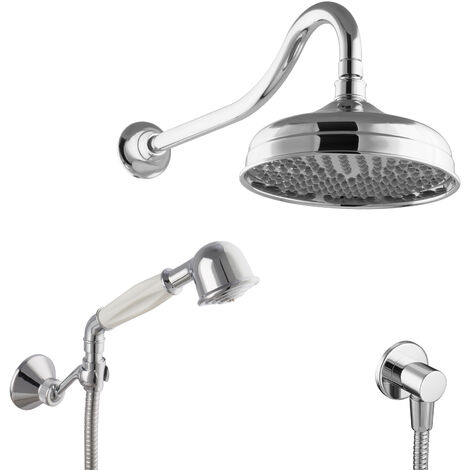PaulGurkes Duschsystem Nostalgie ohne Armatur Regendusche mit Handbrause Set