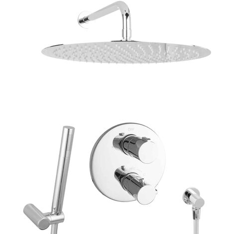 PaulGurkes Duschsystem Regendusche Duschset unterputz 40cm Thermostat