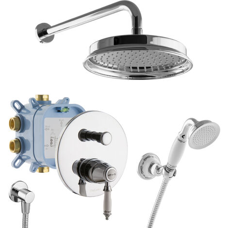 PaulGurkes Duschsystem Retro Nostalgie Regendusche Unterputzarmatur Duscharmatur