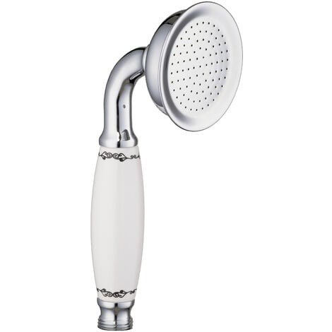 PaulGurkes Handbrause retro nostalgie Duschkopf mit Keramikgriff Messing
