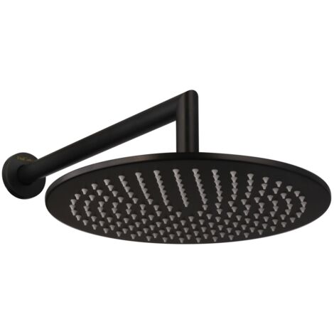 PaulGurkes Kopfbrause 30cm mit Brausearm Matt-Schwarz aus Metall