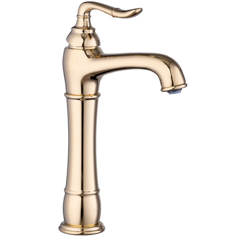 PaulGurkes Nostalgie Armatur Gold Lang für Aufsatzwaschbecken