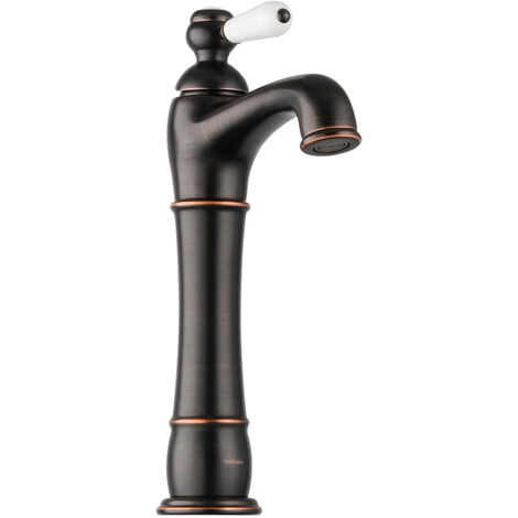 PaulGurkes Nostalgie Armatur Schwarz Messing Lang für Aufsatzwaschbecken