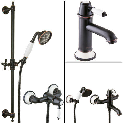 PaulGurkes Nostalgie Armaturen Set Schwarz Retro Einhandmischer