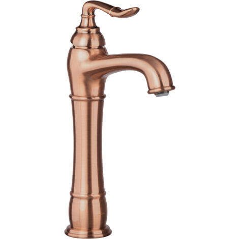 PaulGurkes Nostalgie Kupfer Armatur Bronze Messing Lang für Aufsatzwaschbecken