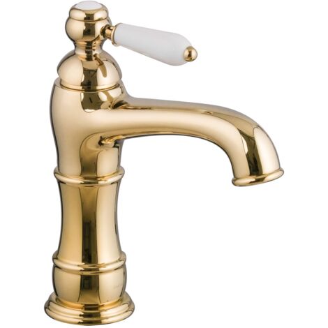 PaulGurkes Nostalgie Wasserhahn Gold Einhandmischer Waschtischarmatur