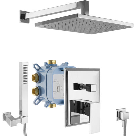 PaulGurkes Regendusche Duschsystem Unterputz eckig Duscharmatur Set Duschkopf