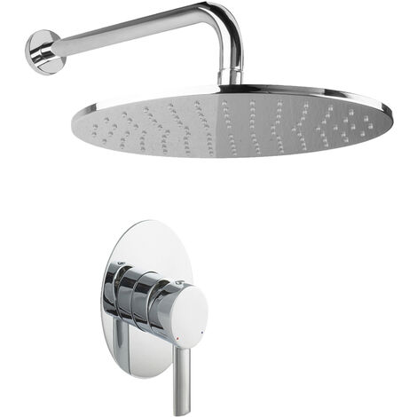 PaulGurkes Regendusche oval Duscharmatur Unterputz großer Duschkopf Wandarm