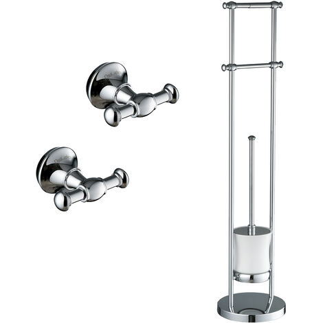 PaulGurkes Retro Accessoire-Set Handtuchhaken WC-Bürste inkl. WC-Papierhalter