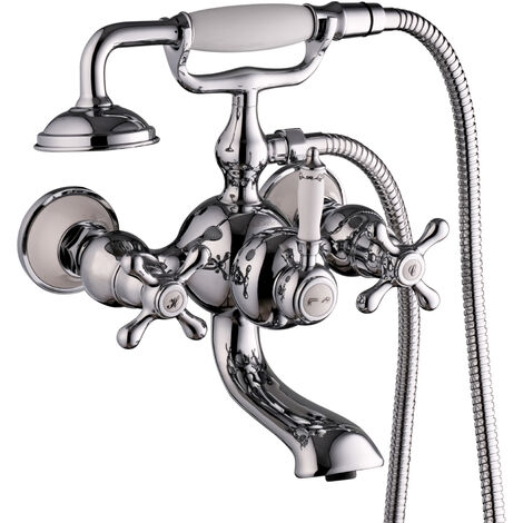 PaulGurkes Retro Aufputz Wannenarmatur Zweigriffmischer Nostalgie