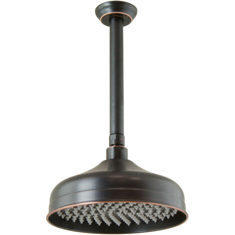 PaulGurkes Retro Duschkopf schwarz Nostalgie Regendusche mit Deckenarm