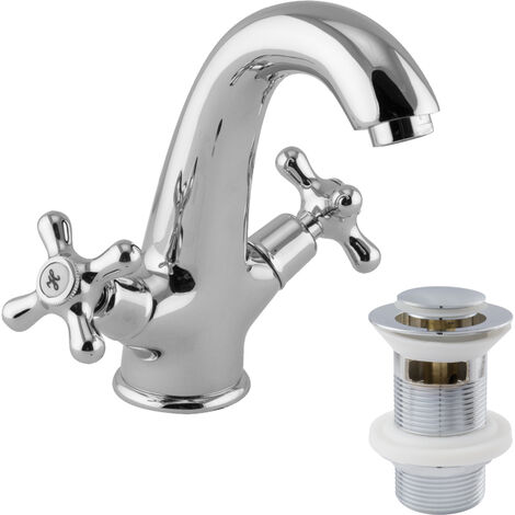 PaulGurkes Retro Waschtischarmatur Zweigriffmischer Aufputz Wasserhahn Excenter