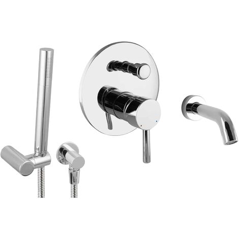 PaulGurkes unterputz Set Badewanne Wannenset Wanneneinlauf rund Messing