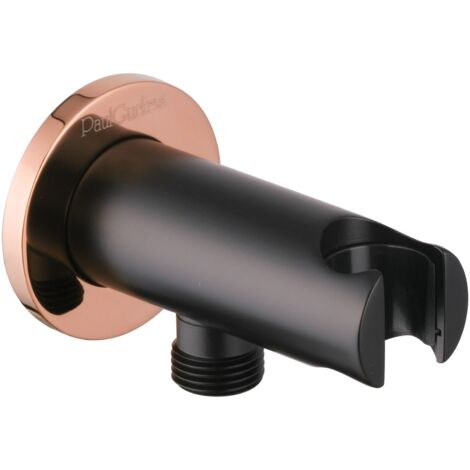 PaulGurkes Wandanschlussbogen Matt-Schwarz Rose-Gold mit Brausehalter