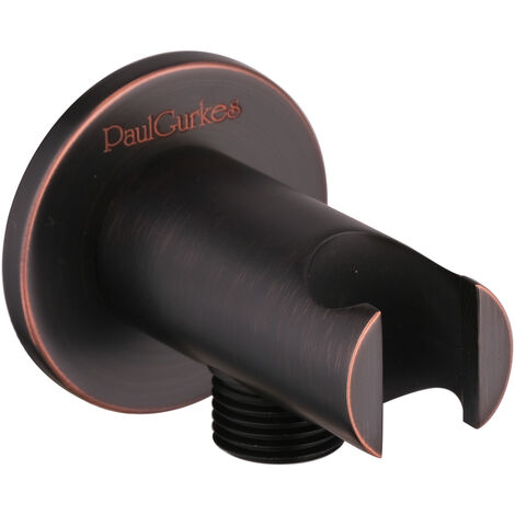 PaulGurkes Wandanschlussbogen mit Brausehalter Schwarz Nostalgie