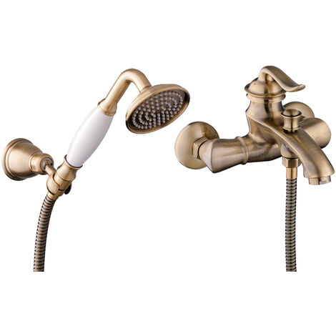 PaulGurkes Wannenset Bronze Aufputz Retro Nostalgie Antik Wannenarmatur
