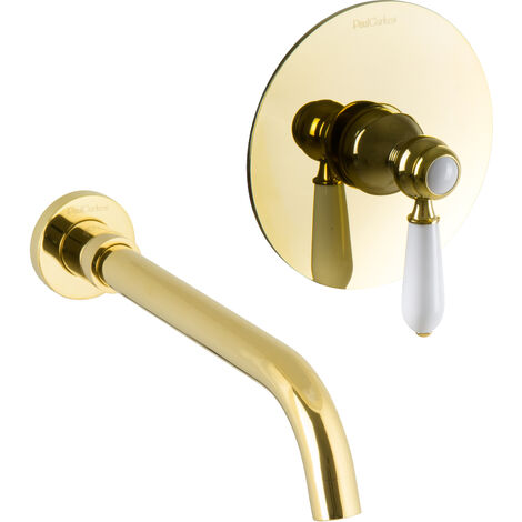 PaulGurkes Waschtisch-Armatur Gold 2-Loch Unterputz Einhandmischer Nostalgie