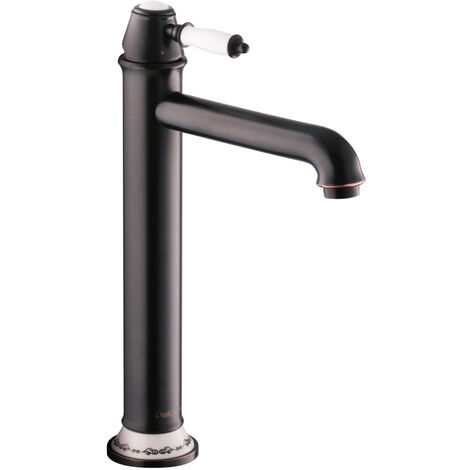 PaulGurkes Waschtischarmatur Lang für Aufsatz-Waschbecken Nostalgie Retro Schwarz