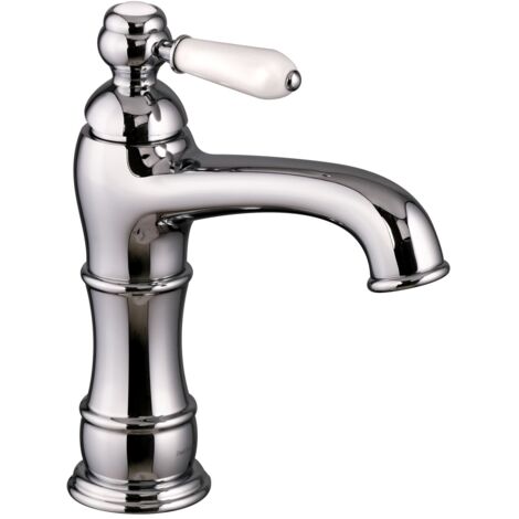 PaulGurkes Waschtischarmatur Retro Chrom Wasserhahn mit Keramikgriff