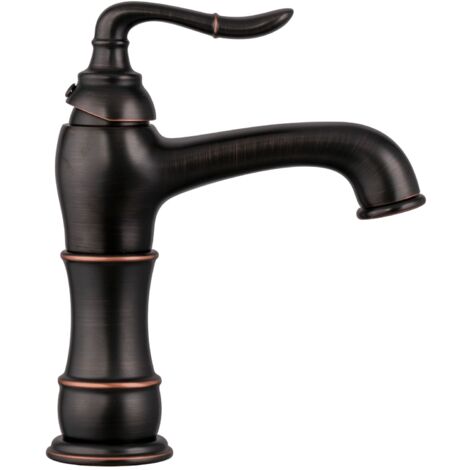 PaulGurkes Waschtischarmatur Retro Einhandmischer Schwarz-Kupfer Wasserhahn