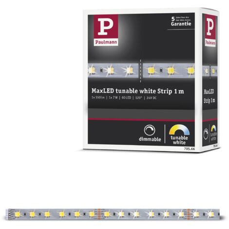 Paulmann 1m 70566 Strip SmartHome MaxLED Tunable White incl. 1x6,2 Watt dimmerabile Argentato Striscia Luminosa LED plastica 3000 K 6.2 W, Strio