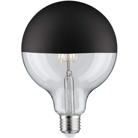 Paulmann 28679 Lampadina LED filamento G125 6,5 Watt lampadina testina a specchio nero opaco 2700 K bianco caldo dimmerabile E27