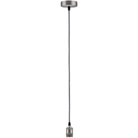 Paulmann 50322 Lampadario a Sospensione Vintage con Portalampada E27, Grigio/Nichel, Spazzolato