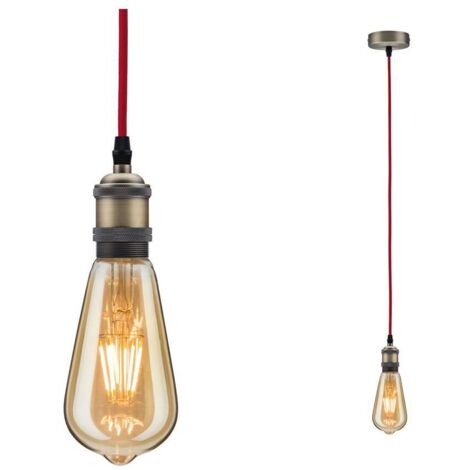 Paulmann 50386 Lampada a sospensione Neordic Eldar max. 20 Watt lampada da soffitto rosso, nichel spazzolato, metallo, apparecchio a sospensione E27