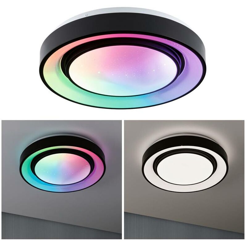 Image of Lampada a soffitto a led arcobaleno con effetto arcobaleno 375mm rgb, tunicabile bianco 2650LM 230V 22W nero, bianco