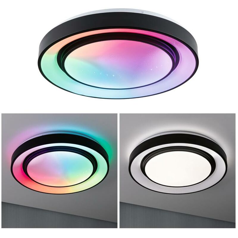 Image of Lampada da soffitto a led arcobaleno con effetto arcobaleno 475 mm rgb, tunicabile bianco 4750lm 230V 38.5W nero, bianco