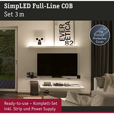 Paulmann 78862 SimpLED Strip LED Full-Line COB Set Completo 3m 11W 1500lm 384LEDs/m 3000K 12VA Bianco Metallo 11 W