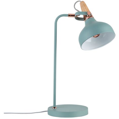 PAULMANN 79651 NEORDIC JUNA LAMPE DE TABLE MAX 1X20W E14VERT DOUX/CUIVRE 120V MÉTAL/BOIS, VERT SATINÉ, 18 CM X 25.5 CM X 51 CM