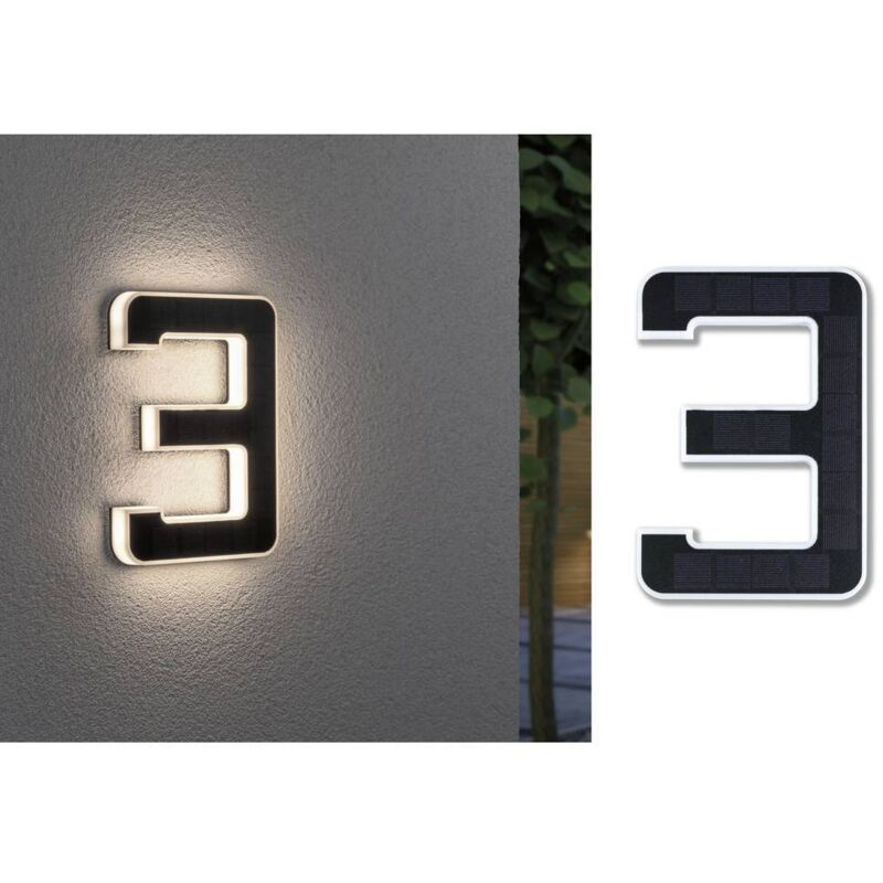 79844 Eclairage solaire pour numéro de maison 0.20 w blanc chaud noir - Paulmann