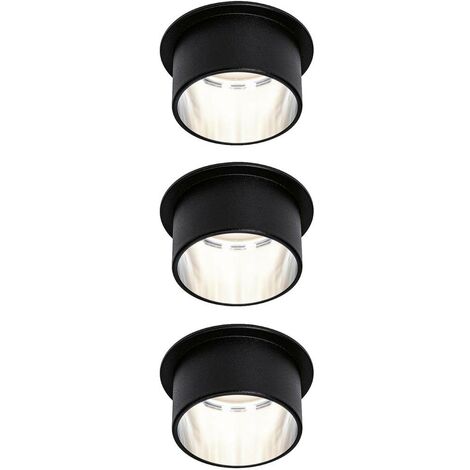 Paulmann 93383-Faretto LED Gil a 3 step, rotondo, incl. 3 x 6 Watt, dimmerabile, nero opaco, ferro spazzolato, faretto da incasso in alluminio, 2700 K, 3 pz