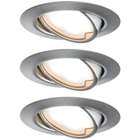 Paulmann 93421 Base Spot encastrable jeu de 3 LED LED 15 W fer (brossé)