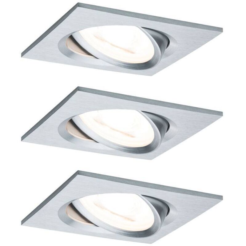 Spots x3 carr&eacute;s led encastrables et orientables nova en aluminium