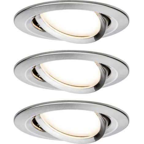 Paulmann 93483 Nova Lampada da incasso Kit da 3 LED (monocolore) LED 6 W Ferro (spazzolato)