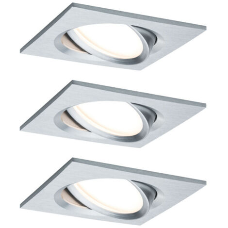 Paulmann 93680 Luminaire à LED encastrable jeu de 3 18 W Aluminium (tourné)