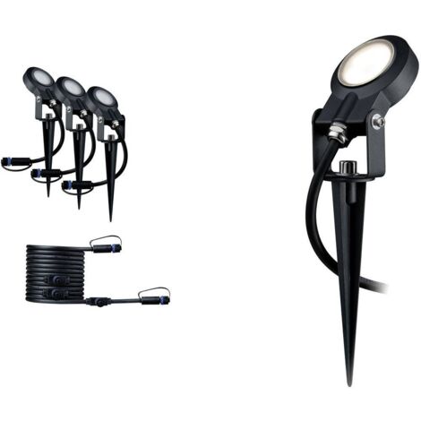 Paulmann 93689 Plug & Shine lampada per esterni LED Sting incl. 3 picchetti da giardino da 6 Watt dimmerabile antracite apparecchio da giardino alluminio ambiente esterno 3000 K