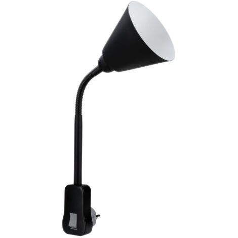 Paulmann 95427 Lampada da presa Junus con braccio flessibile max. 20 Watt lampada nero metallo, plastica luce E14
