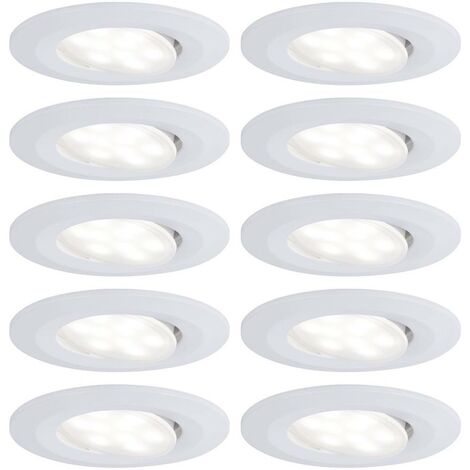 Paulmann 99922 Calla-Faretto da Incasso a LED, Rotondo, Set da 10 Pezzi, 10 x 6 W, IP65, Neutro, Bianco Opaco, orientabile, in plastica, 4000 K